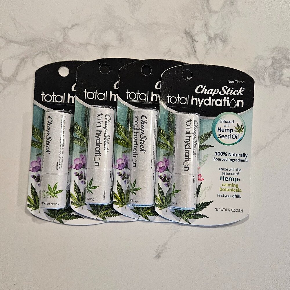 (4) NEW ChapStick | Total Hydration | Chill Infused with Hemp Seed Oil Lip Balm